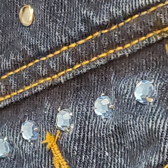 Zenan Jeans Denim Bling Studded Embellished Jacket - Picture 7 of 16